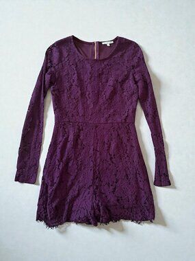 CHARLOTTE RUSSE Purple Lace y2K Vintage Long Sleeve Romper Size Small